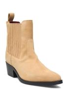 Th Suede Cowboy Boot Shoes Boots Ankle Boots Ankle Boots With Heel Beige Tommy Hilfiger