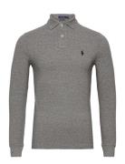 Custom Slim Fit Mesh Polo Shirt Tops Polos Long-sleeved Grey Polo Ralph Lauren