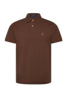 Custom Slim Fit Mesh Polo Shirt Designers Knitwear Short Sleeve Knitted Polos Brown Polo Ralph Lauren