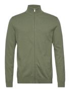 Slhberg Full Zip Cardigan Noos Tops Knitwear Full Zip Jumpers Khaki Green Selected Homme