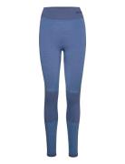 Hmlclea Seamless Mid Waist Tights Sport Running-training Tights Seamless Tights Blue Hummel