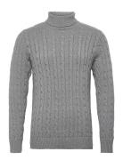 Slhryan Structure Roll Neck Tops Knitwear Turtlenecks Grey Selected Homme