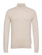 Mélange Roll Neck Knit Tops Knitwear Turtlenecks Cream Lindbergh