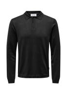 Onswyler Life Ls Polo Knit Tops Knitwear Long Sleeve Knitted Polos Black ONLY & SONS