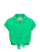 Kogthyra Capsleeve Knot Shirt Wvn Tops Shirts Short-sleeved Shirts Green Kids Only