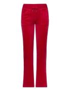 Del Ray Classic Velour Pant Pocket Design Beach Sand Bottoms Trousers Joggers Red Juicy Couture