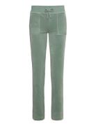 Del Ray Classic Velour Pant Pocket Design Beach Sand Bottoms Trousers Joggers Green Juicy Couture