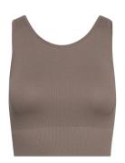 Onpjaia Life Un Sl Seam Short Top Noos Sport Crop Tops Sleeveless Crop Tops Brown Only Play