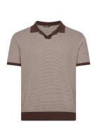 Dalius Jacquard Poloshirt S-S Designers Knitwear Short Sleeve Knitted Polos Brown Oscar Jacobson