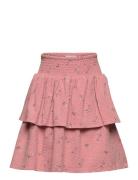 Skirt Aop W. Scrunchie W. Lin. Dresses & Skirts Skirts Midi Skirts Pink Minymo