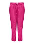 Carcaro Mw Linen Bl Pull-Up Pant Tlr Bottoms Trousers Linen Trousers Pink ONLY Carmakoma