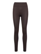 Women Seamless Plain Leggings Sport Running-training Tights Seamless Tights Brown ZEBDIA