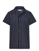 Jorpalma Seersucker Shirt Ss Jnr Tops Shirts Short-sleeved Shirts Navy Jack & J S