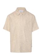 Grvap Linen Shirt Tops Shirts Short-sleeved Shirts Beige Grunt