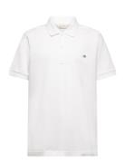 Shield Ss Pique Tops T-shirts Polo Shirts Short-sleeved Polo Shirts White GANT