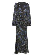 Satin Maxi V-Neck Dress Designers Maxi Dress Black ROTATE Birger Christensen