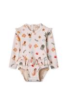 Sille Baby Printed Swimsuit Swimwear Uv Clothing Uv Suits Cream Liewood