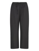 Trousers Bella Linen Cropped Bottoms Trousers Linen Trousers Black Lindex