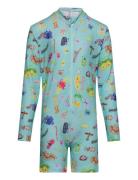 Funny Insects All Over Swim Overall Swimwear Uv Clothing Uv Suits Blue Bobo Choses