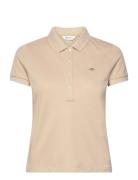 Slim Sheild Cap Sleeve Pique Polo Tops T-shirts & Tops Polos Beige GANT