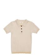 Rib Knitted Polo Tops T-shirts Polo Shirts Short-sleeved Polo Shirts Cream Copenhagen Colors