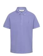 100% Cotton Polo Shirt Tops T-shirts Polo Shirts Short-sleeved Polo Shirts Blue Mango