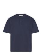 Butt D Cotton T-Shirt Tops T-shirts Polo Shirts Short-sleeved Polo Shirts Navy Mango