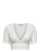 Onlhannah S/S Smock Top Jrs Noos Tops Crop Tops Short-sleeved Crop Tops White ONLY