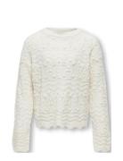 Koggenova L/S O-Neck Structure Knt Tops Knitwear Pullovers White Kids Only