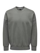 Onsdan Life Rlx Heavy Sweat Crew Tops Sweatshirts & Hoodies Sweatshirts Grey ONLY & SONS