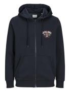 Jjlogo Sweat Zip Hood 2 Col Tops Knitwear Full Zip Jumpers Navy Jack & J S