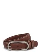 Glossy Nola Leather Belt Bælte Brown Becksöndergaard