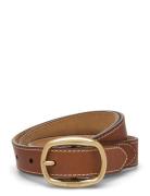 Oval-Buckle Leather Belt Bælte Brown Polo Ralph Lauren