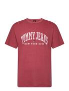 Tjm Reg Arc Varsity Washed Tee Tops T-Kortærmet Skjorte Red Tommy Jeans