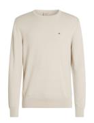 Micro Pique Structure Sweater Tops Knitwear Round Necks Beige Calvin Klein