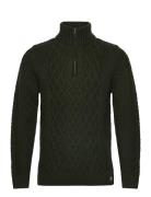 Jacob Cable Knit Half Zip Tops Knitwear Half Zip Jumpers Green Superdry