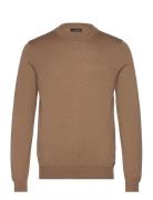 Keane Merino Crew Neck Sweater Tops Knitwear Round Necks Brown J. Lindeberg