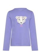 Printed Longsleeve Tops T-shirts Long-sleeved T-Skjorte Purple Tom Tailor