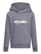 Jcoray Branding Sweat Hood Fst Jnr Tops Sweatshirts & Hoodies Hoodies Grey Jack & J S