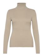 Woven Label Roll Neck Sweater Tops Knitwear Turtleneck Beige Calvin Klein Jeans