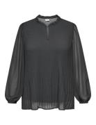 Carpiona L/S Plisse Blouse Wvn Tops Blouses Long-sleeved Black ONLY Carmakoma