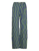 Multicolour Waves Printed Pants Bottoms Trousers Wide Leg Green Bobo Choses