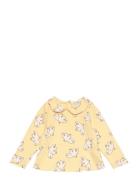 Baby Freedom Bird All Over Collar T-Shirt Tops T-shirts Long-sleeved T-Skjorte Yellow Bobo Choses