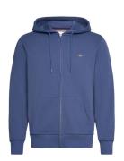 Reg Shield Full Zip Hoodie Tops Sweatshirts & Hoodies Hoodies Blue GANT