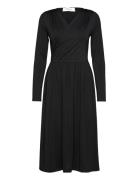 Long Sleeve Dress Knælang Kjole Black Rosemunde