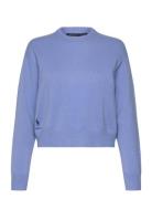 Wool-Blend Cropped Crewneck Sweater Tops Knitwear Jumpers Blue Polo Ralph Lauren