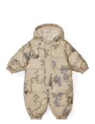 Tree Of Life Puffer Overall Outerwear Coveralls Snow-ski Coveralls & Sets Beige Garbo&Friends