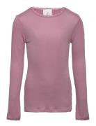 Tnlotus L_S Rib Tee Tops T-shirts Long-sleeved T-Skjorte Pink The New