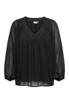 Caranine Life L/S V-Neck Top Wvn Tops Blouses Long-sleeved Black ONLY Carmakoma