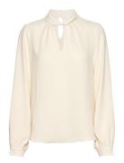 Visurashil High Neck L/S Top/R/Dfs Tops Blouses Long-sleeved Cream Vila